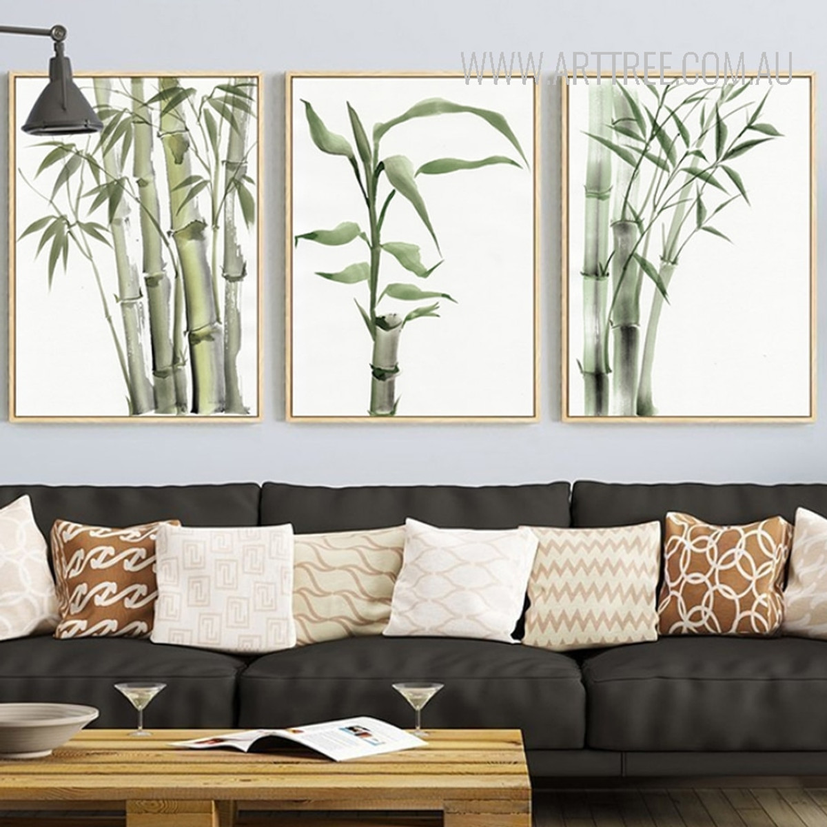 Green Bamboo Plant Wall Art Set