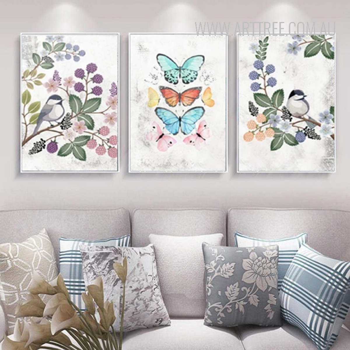 Vintage Flower Bird Butterfly Canvas Painting Wall Prints