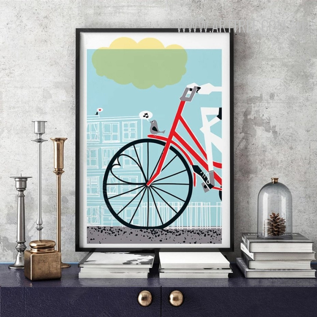 Love is All You Need Red Bicycle Poster Canvas Print