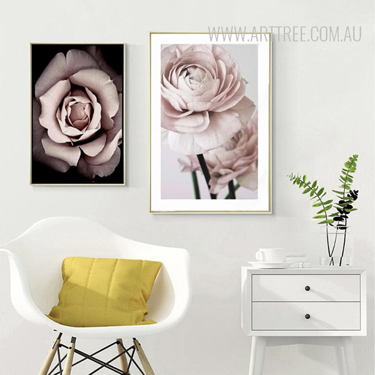 Romantic Modern Pink Rose Flowers Canvas Poster Prints