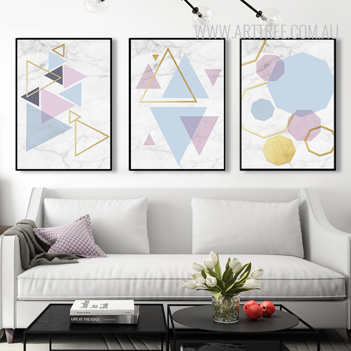 Colorful Triangles Hexagons Modern Abstract Geometric Art