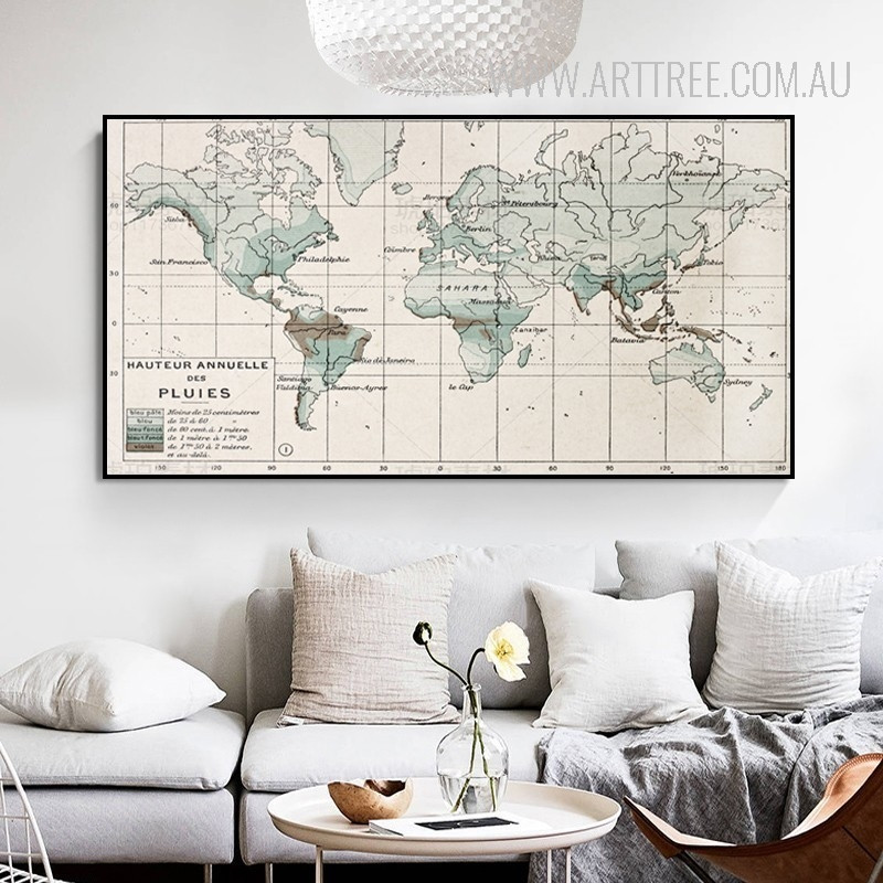 Vintage World Map Typography Canvas Print