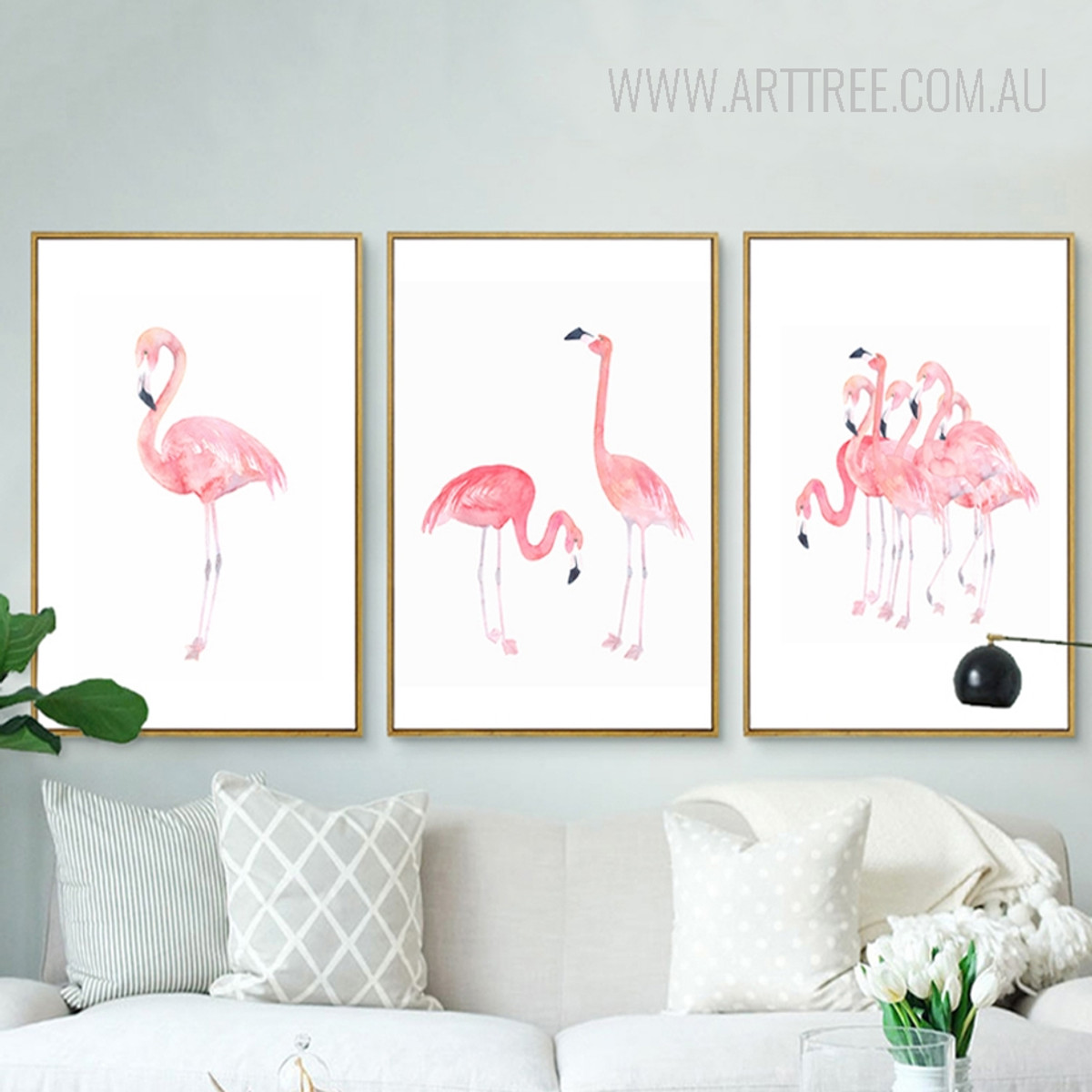 Modern Pink Flamingo Bird Set