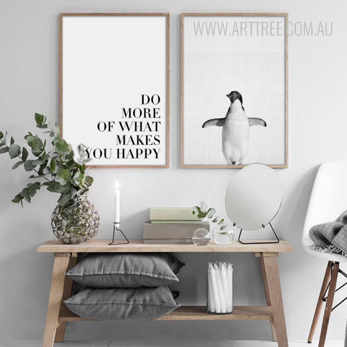 Black and White Do More Penguin Bird Digital Print