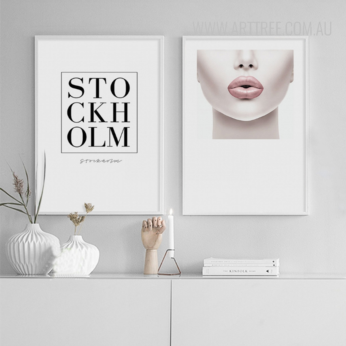 Stockholm Alphabets Pink Lips Girl Face Digital Wall Art