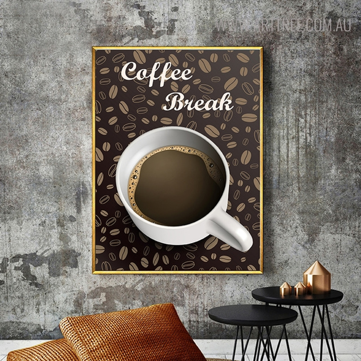 Coffee Break Inspirational Quotes Vintage Painting Print for Living Room Decor