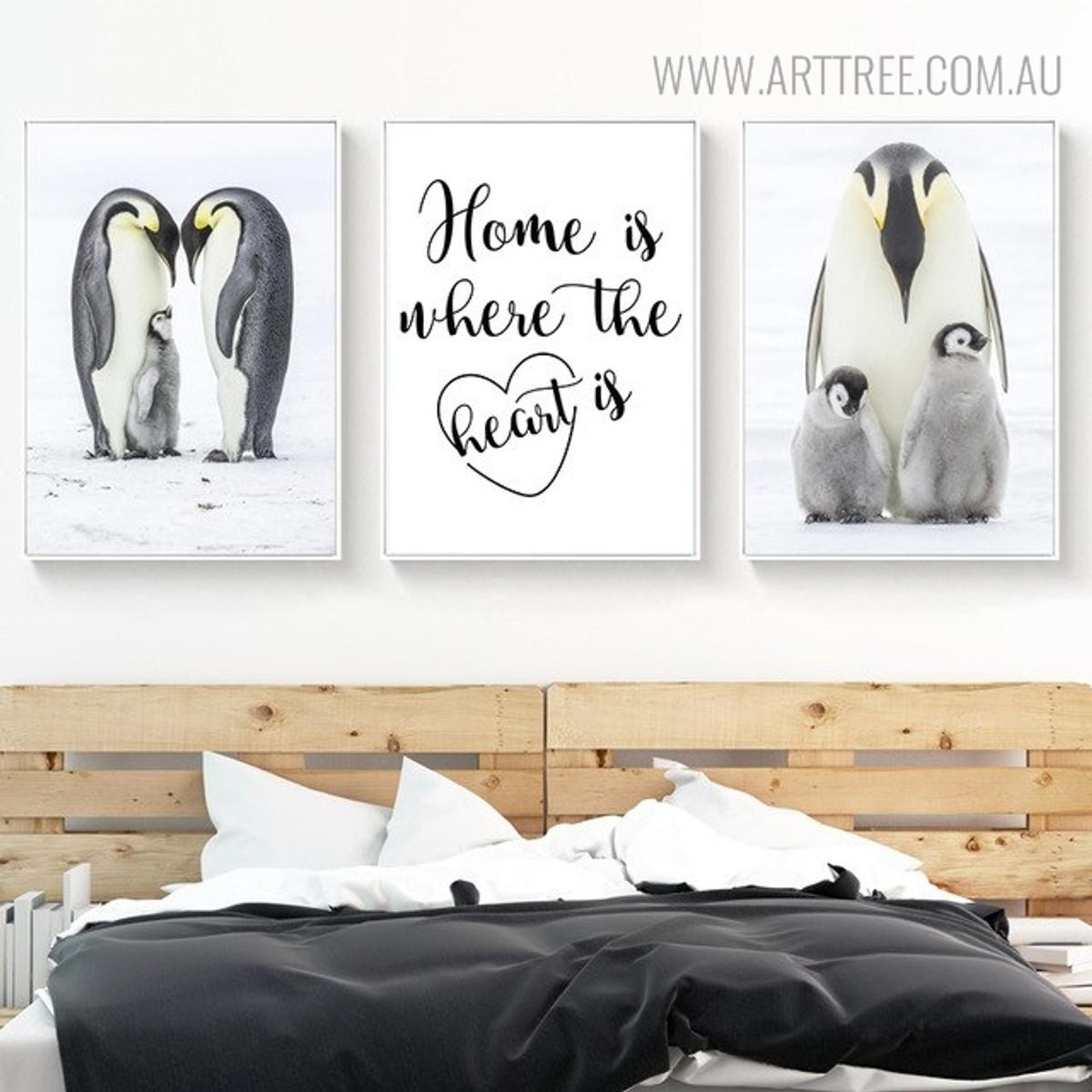 Penguins Home Bird Quotes Painting Print for Bedroom Decoration