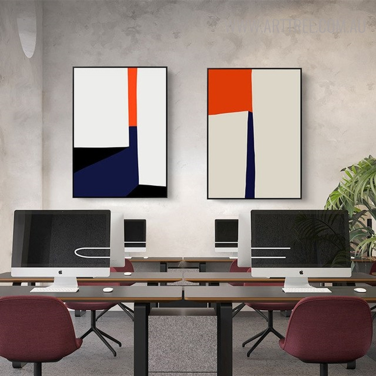 Colorful Figures Modern Abstract Geometric Painting Print for Office Room Ornament