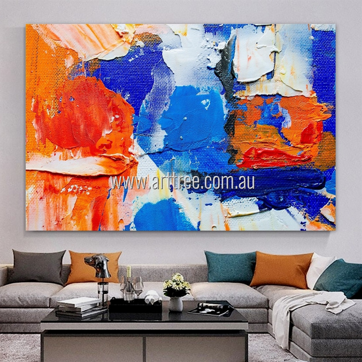 Multicolor Effects Abstract Heavy Texture Artist Handmade Modern Stretched Wall Art Painting For Perfect Room Decor