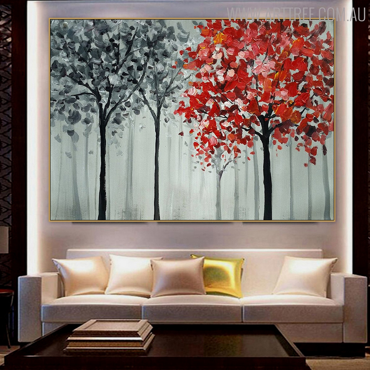 Foliage Floral Handmade Palette Knife Vignette for Lounge Room Wall Onlay