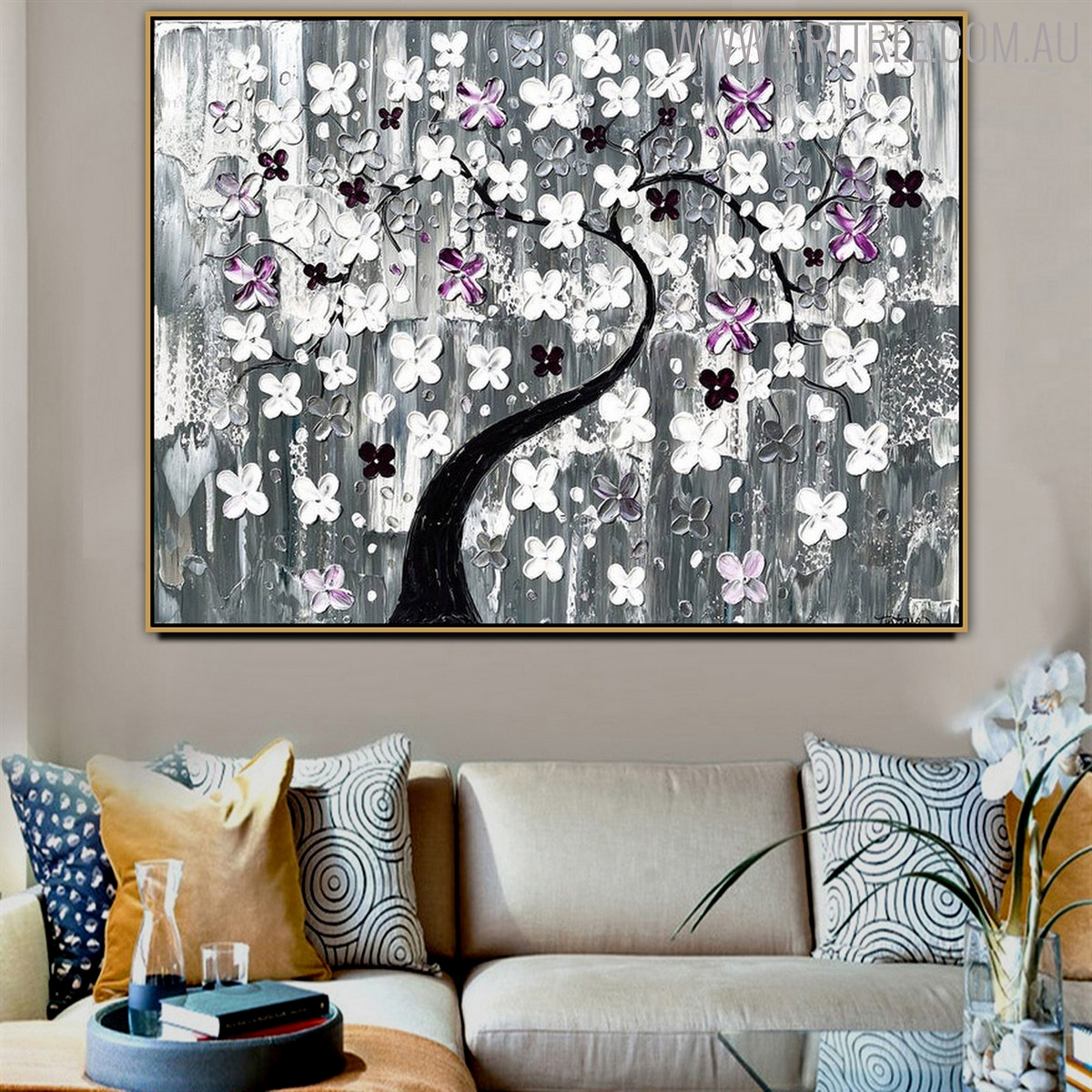 Arbor Floral Modern Heavy Texture Acrylic Painting for Diy Wall Decor