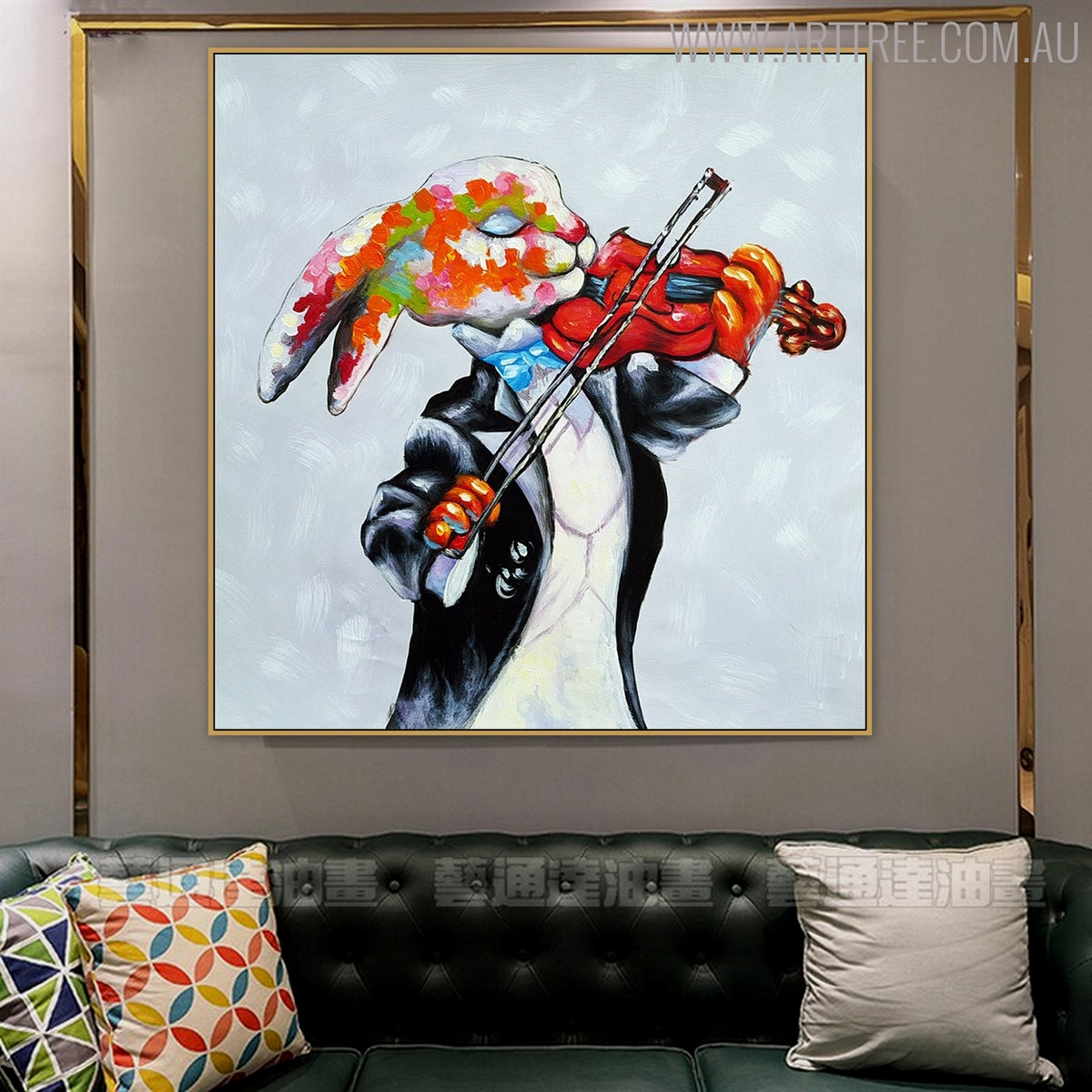 Violin Animal Modern Heavy Texture Palette Knife Scheme for Living Room Wall Adornment