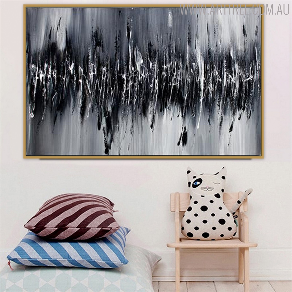 Scratches Effect Abstract Modern Heavy Texture Oil Smudge on Canvas for Living Room Wall Decor