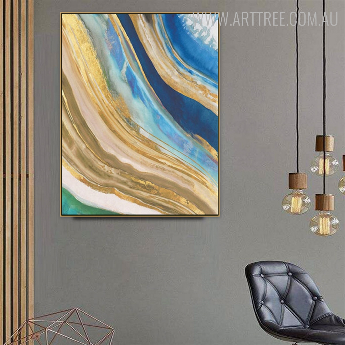 Golden Art Abstract Modern Heavy Texture Handpainted Canvas for Living Room Wall Equipment