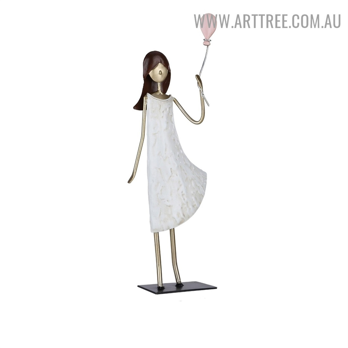 Girl Holding Balloon Iron Material Modern Statue for Sale