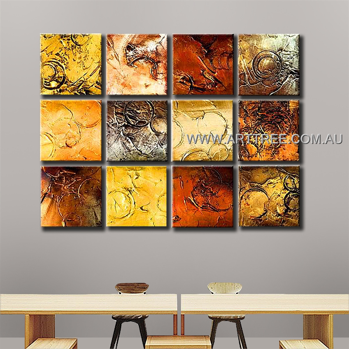 Abstract Circular Painting Canvas 12 Panel Abstract Handmade Artist Multi Panel Canvas Oil Painting Wall Art Set For Room Wall Garnish