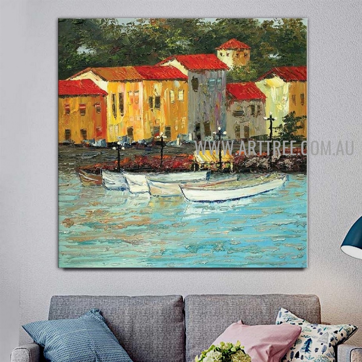 Harbour Artist Handmade Modern Acrylic Beautiful Nature Artwork On Canvas For Room Wall Drape