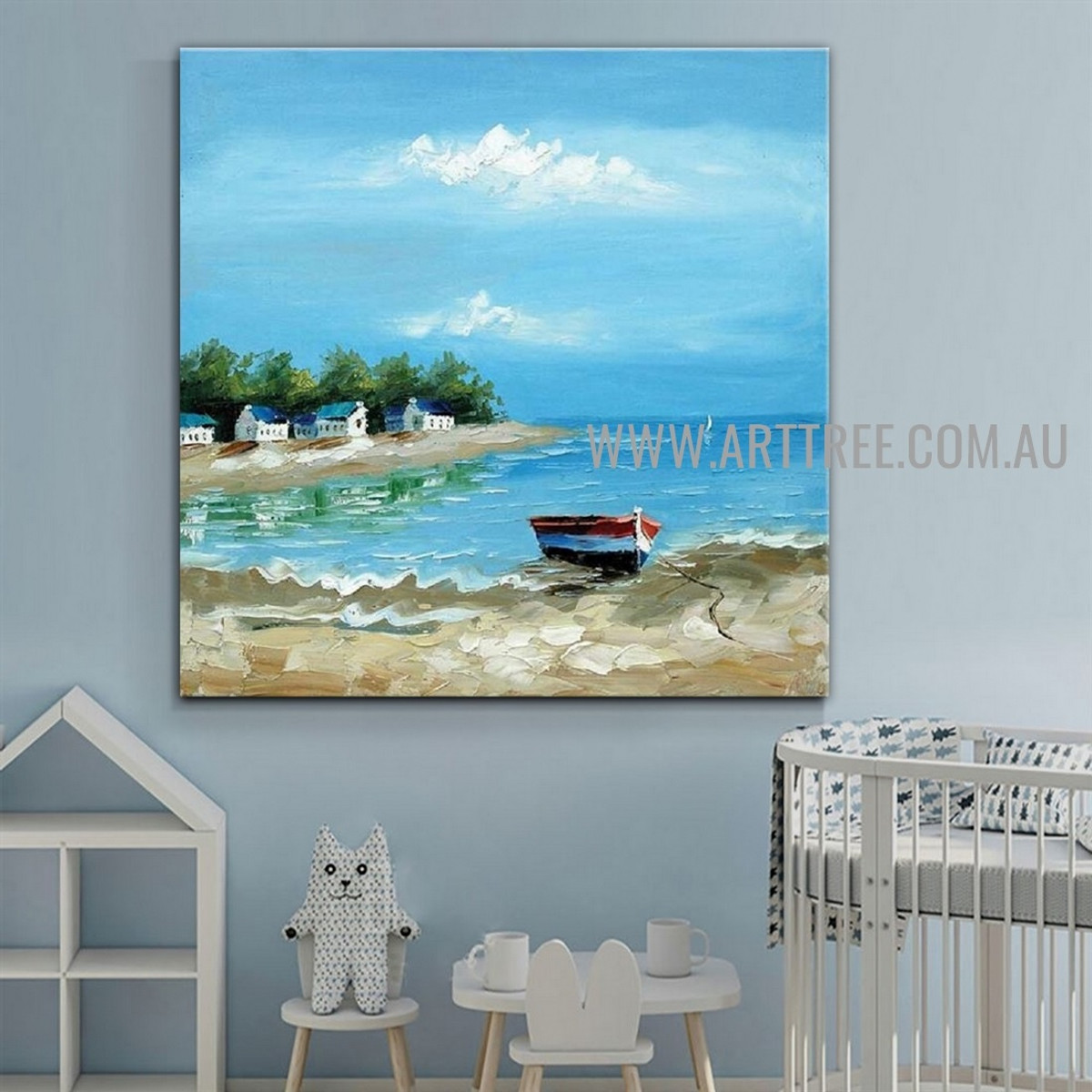 Seaboard Landscape Heavy Texture Artist Handmade Acrylic Nature Painting For Room Wall Assortment