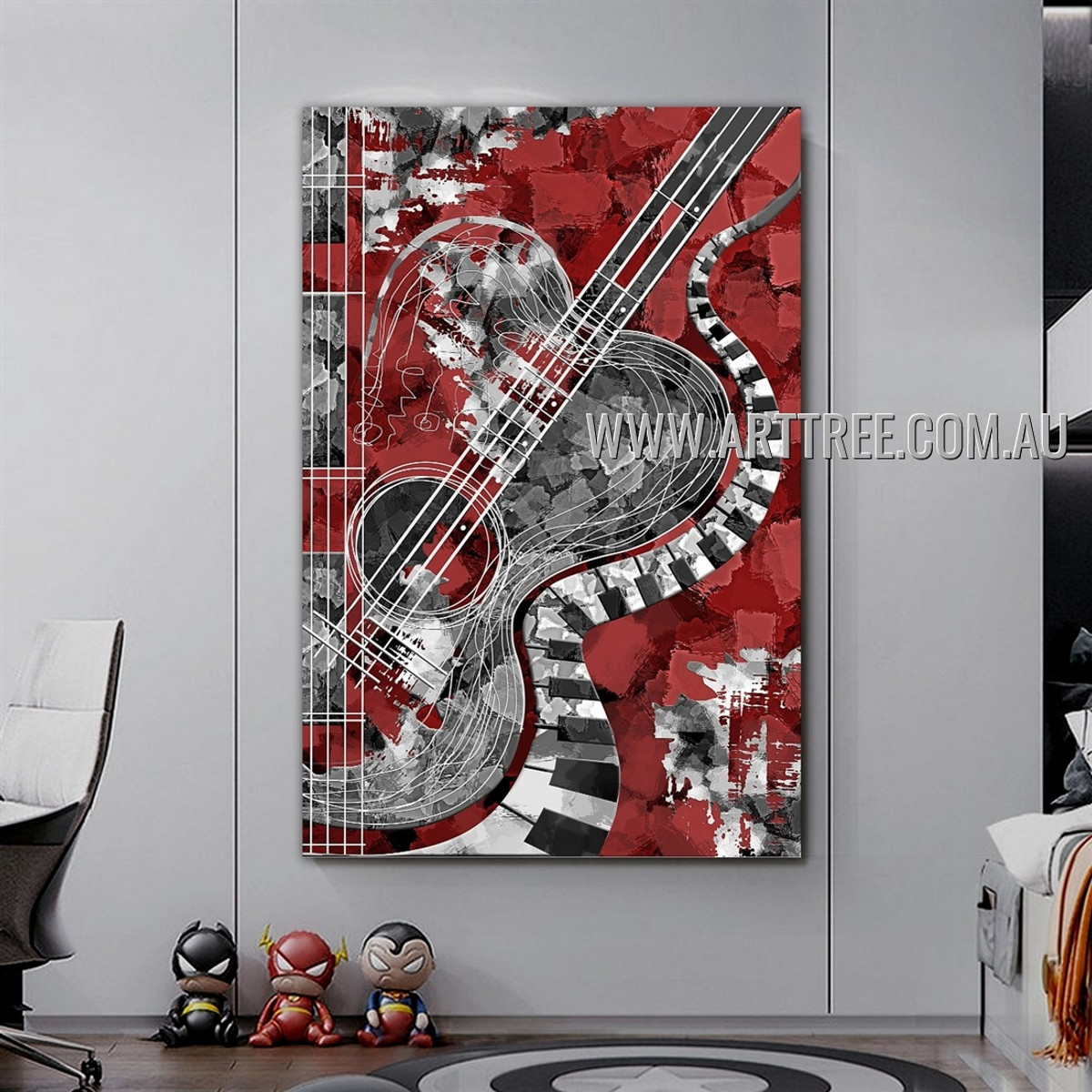 Piano Keys Abstract Artist Handmade Heavy Texture Framed Contemporary Art Painting For Room Wall Adornment