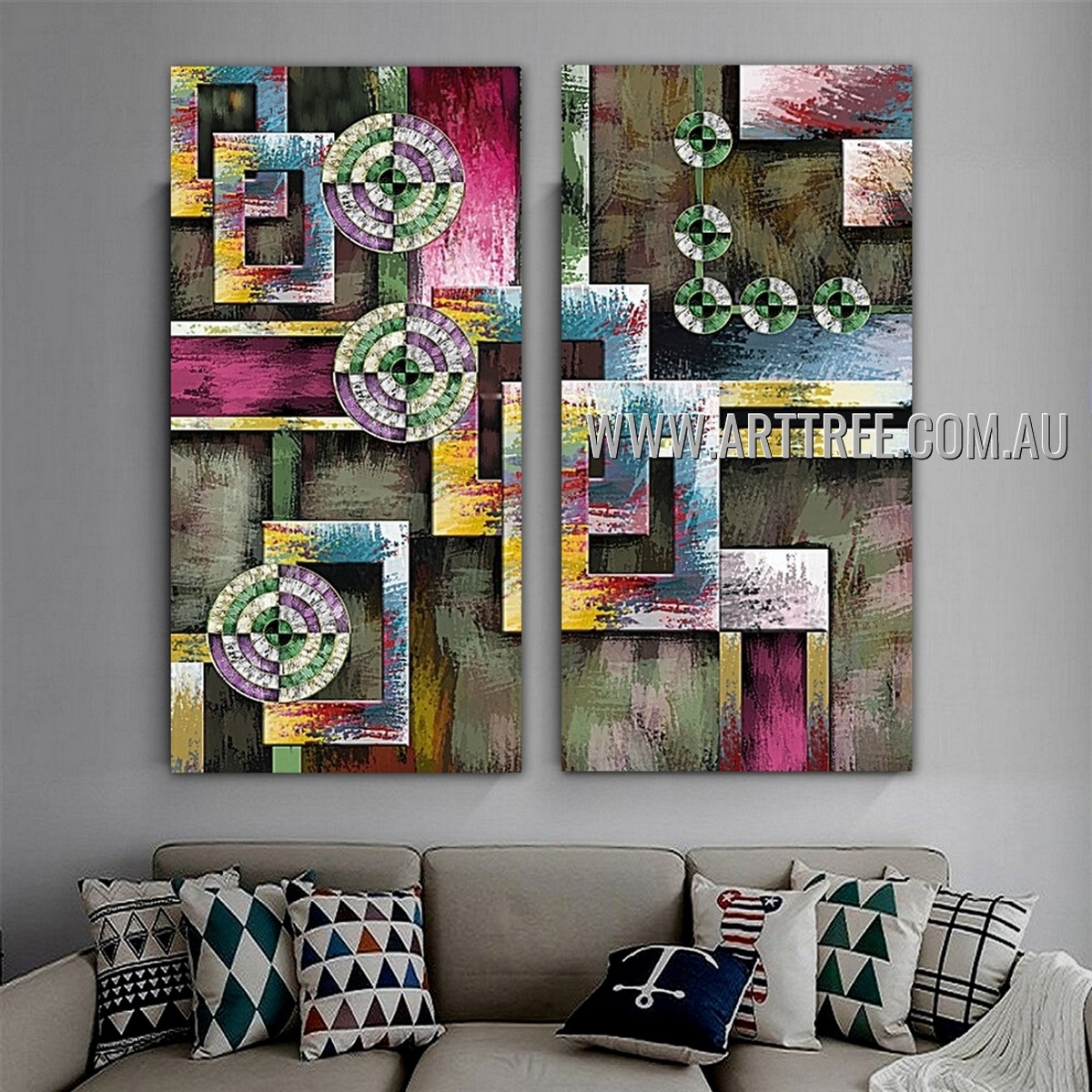 Spheroidal Design Abstract Modern 2 Piece Split Complementary Painting Wall Art Set For Room Wall Décor