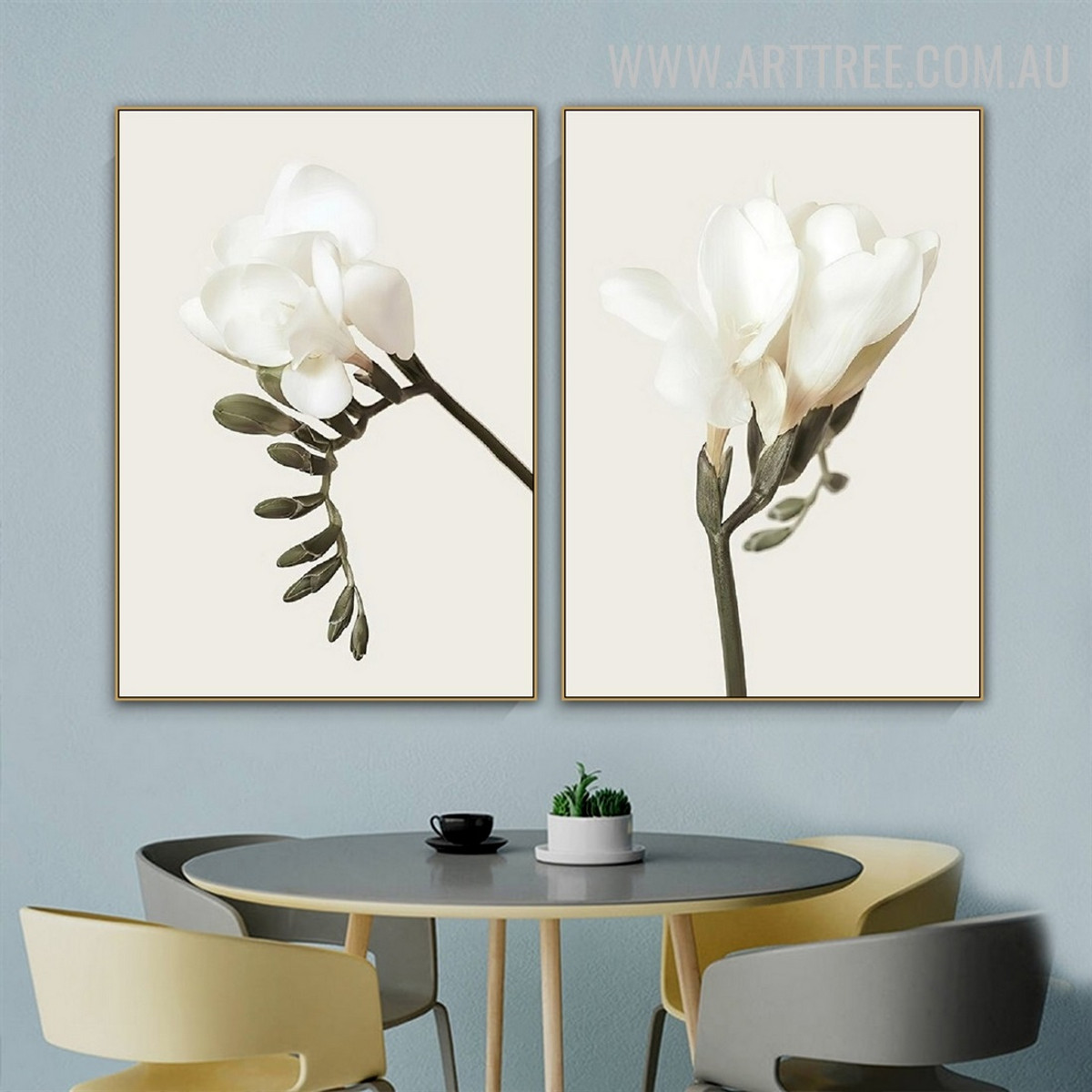 Blossom Leaves Flower Abstract Floral Vintage Photo 2 Piece Canvas Print Wall Art for Room Finery