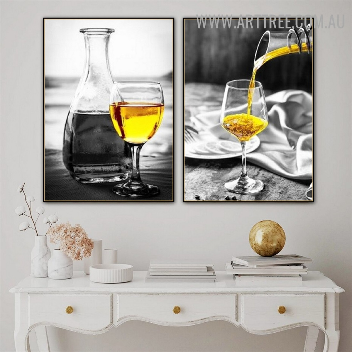 Wine Bottle Cloth Abstract Modern Artwork Image 2 Piece Beverage Canvas Print for Room Wall Tracery