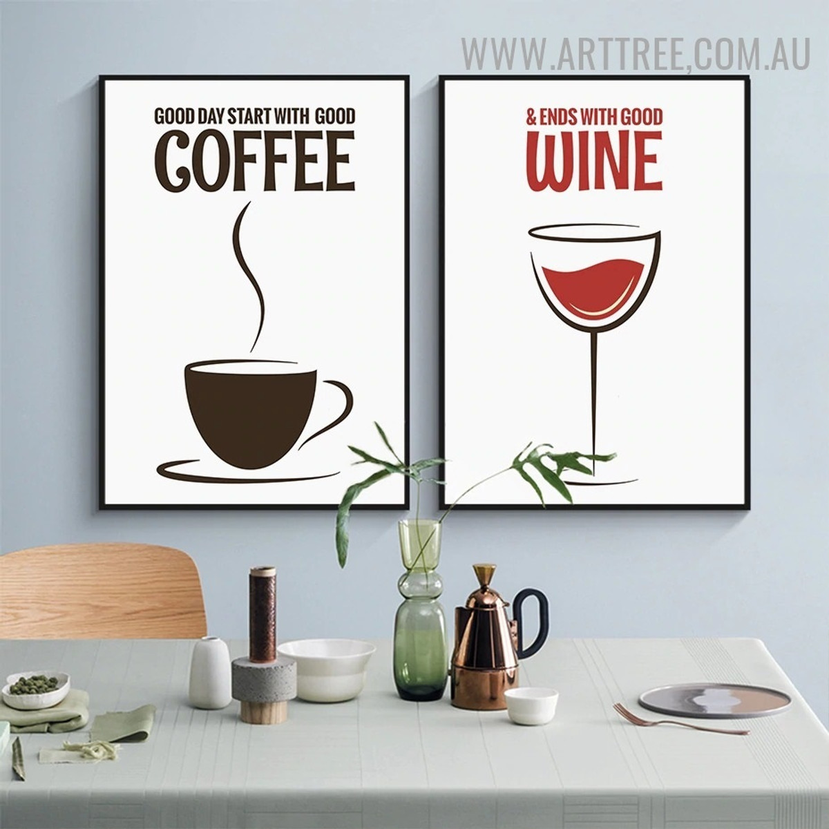 Coffee Cup Wine Abstract Art Pic 3 Piece Quotes Modern Canvas Print for Room Wall Arrangement