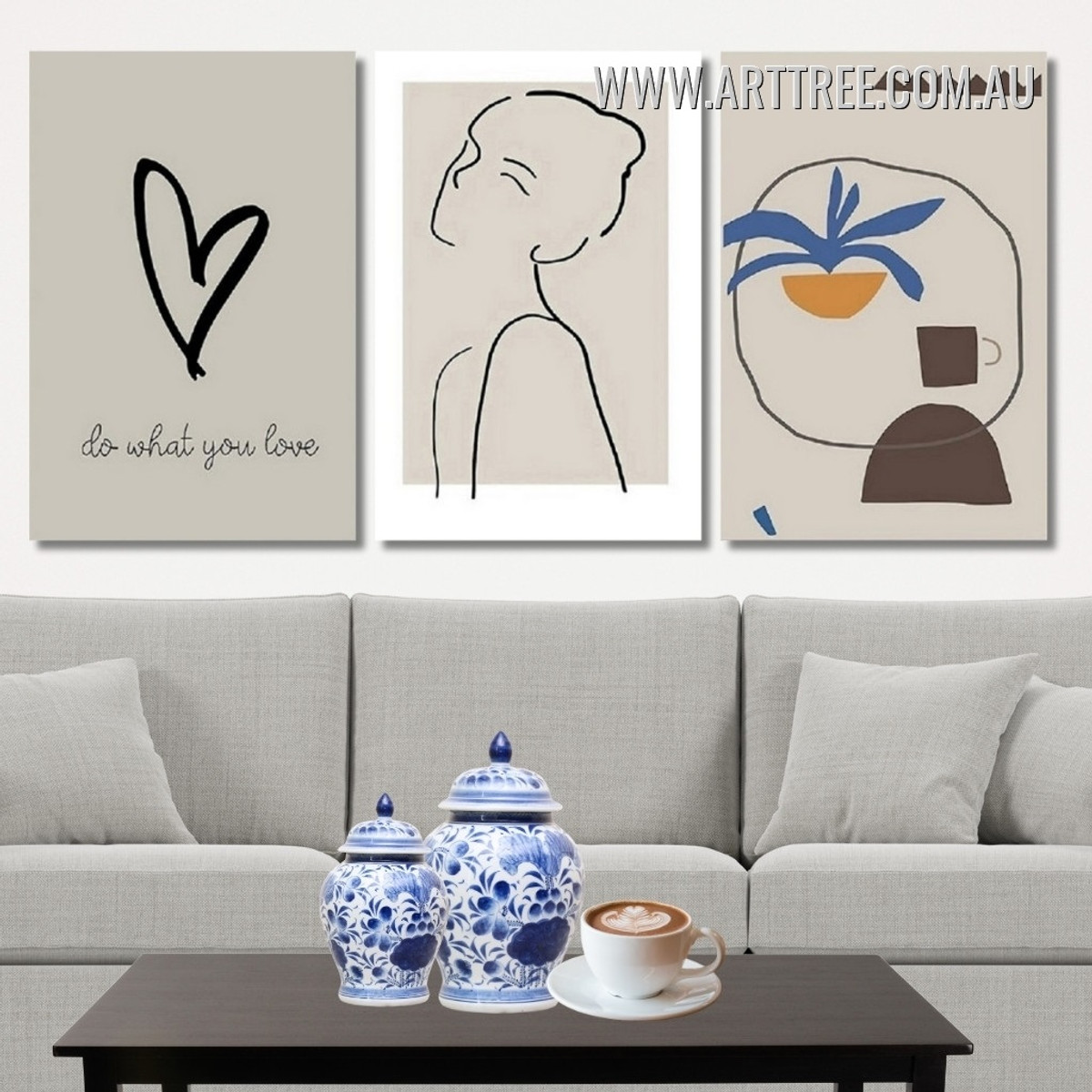Heart Do What Female Abstract Geometric Scandinavian Painting Picture 3 Piece Framed Wall Art Prints Set For Home Office Ideas