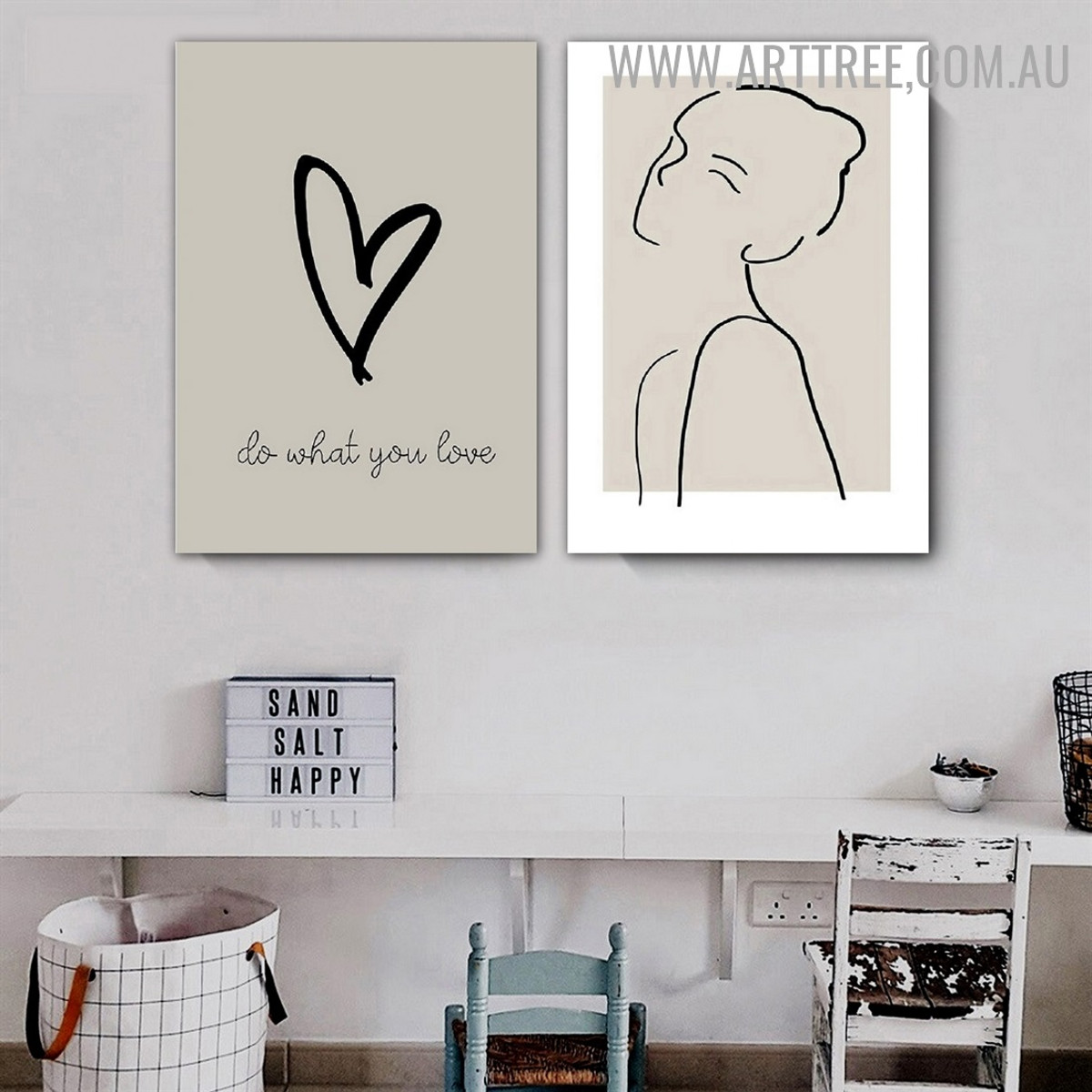 What You Love Woman Quotes Scandinavian Pic Canvas 2 Piece Abstract Figure Art Print for Room Wall Tracery