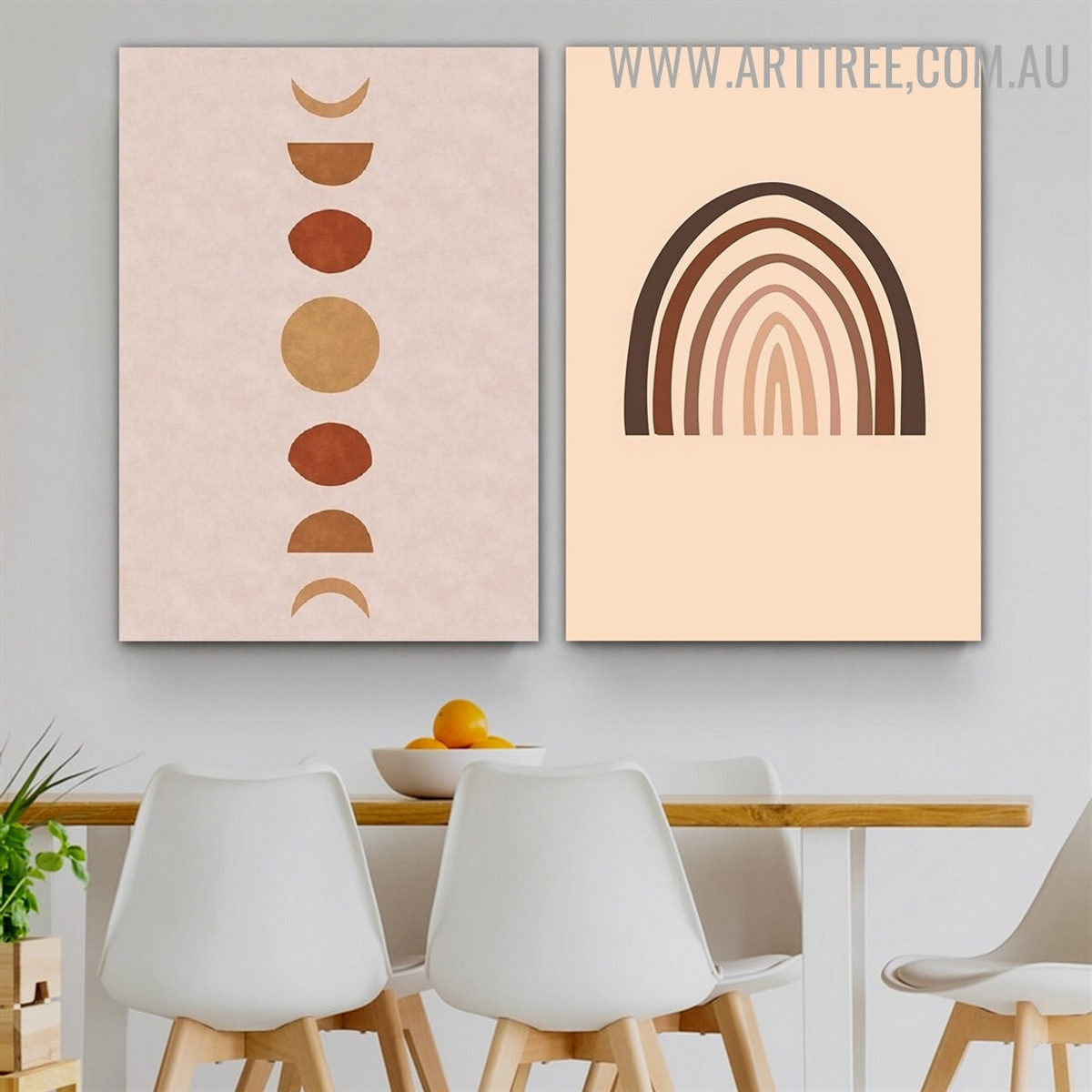Diana Phases Moon Abstract Scandinavian Artwork Pic Naturescape 2 Piece Canvas Print for Room Wall Assortment