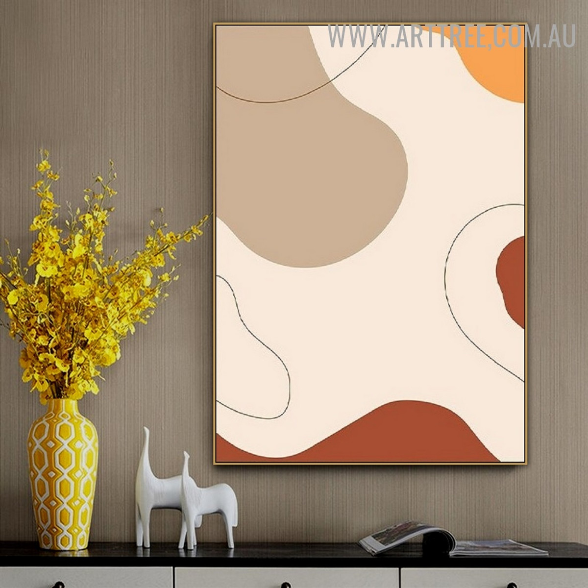 Sinuate Blots Lines Abstract Geometrical Pic Canvas Scandinavian Art Print for Room Wall Illumination