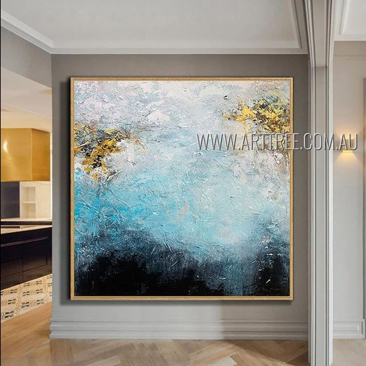 Multicolored Tarnishes Modern Heavy Texture Artist Handmade Abstract Acrylic Painting For Room Outfit