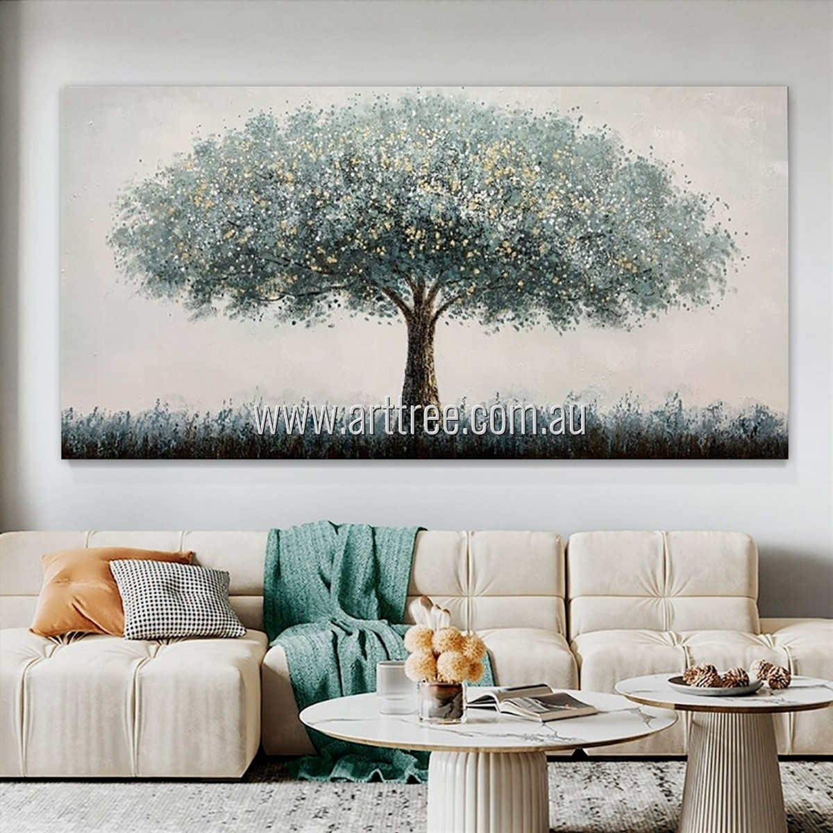 Fortune Tree Landscape Nature Modern Heavy Texture Artist Handmade Stretched Canvas Abstract Acrylic Painting For Wall Decoration