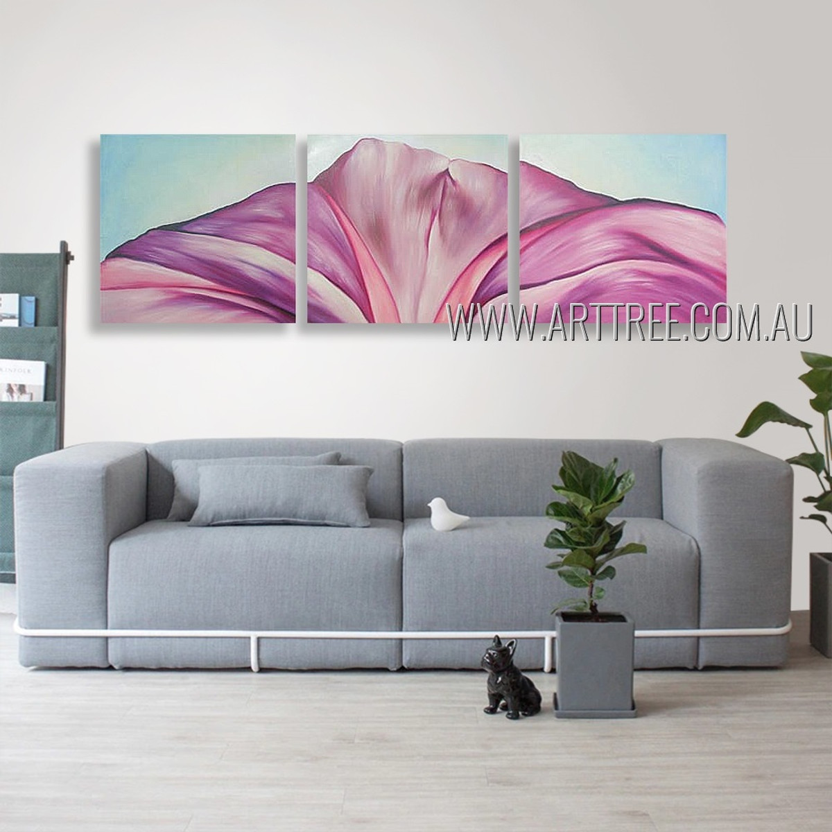 Half Flower Design Floral Abstract Modern Heavy Texture Artist Handmade 3 Piece Split Canvas Paintings Wall Art Set For Room Finery