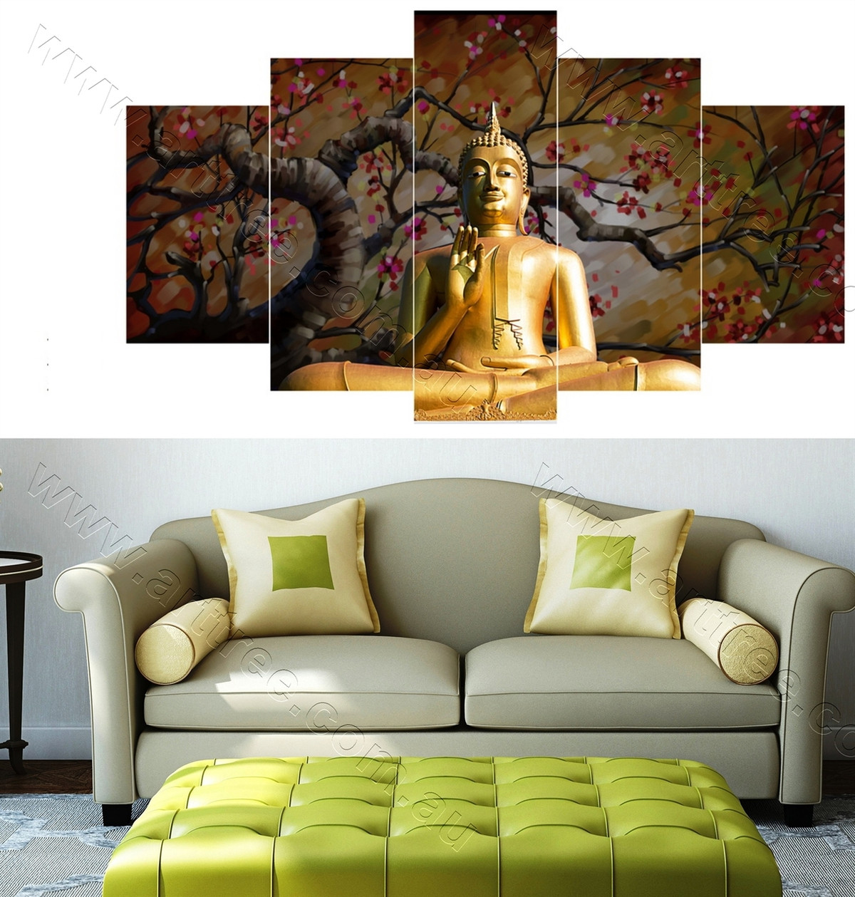 5 Piece Golden Buddha Wall Set - arttree.com.au