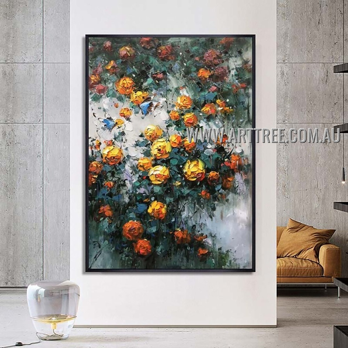 Floral Art Modern Heavy Texture Artist Handmade Abstract Acrylic Painting for Room Outfit