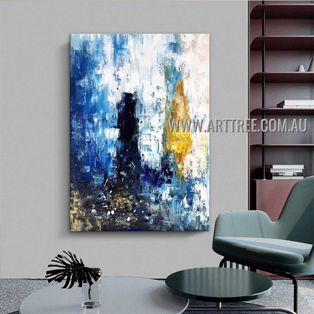 Dapple Splotchy Abstract Heavy Texture Artist Handmade Contemporary Art Painting for Room Drape