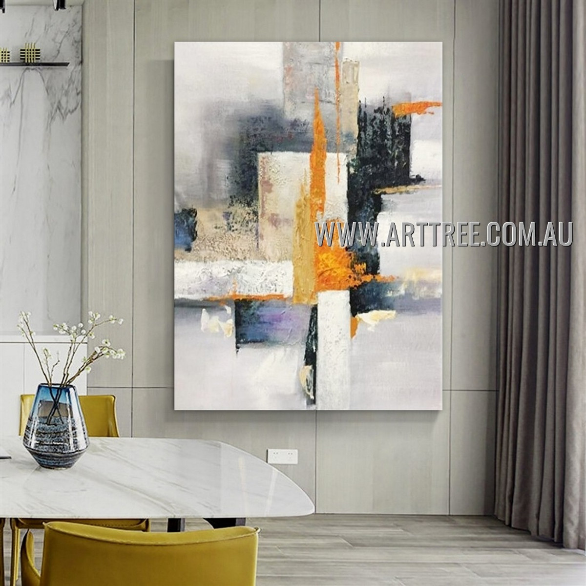 Colored Daub Abstract Heavy Texture Artist Handmade Modern Art Painting for Room Garniture