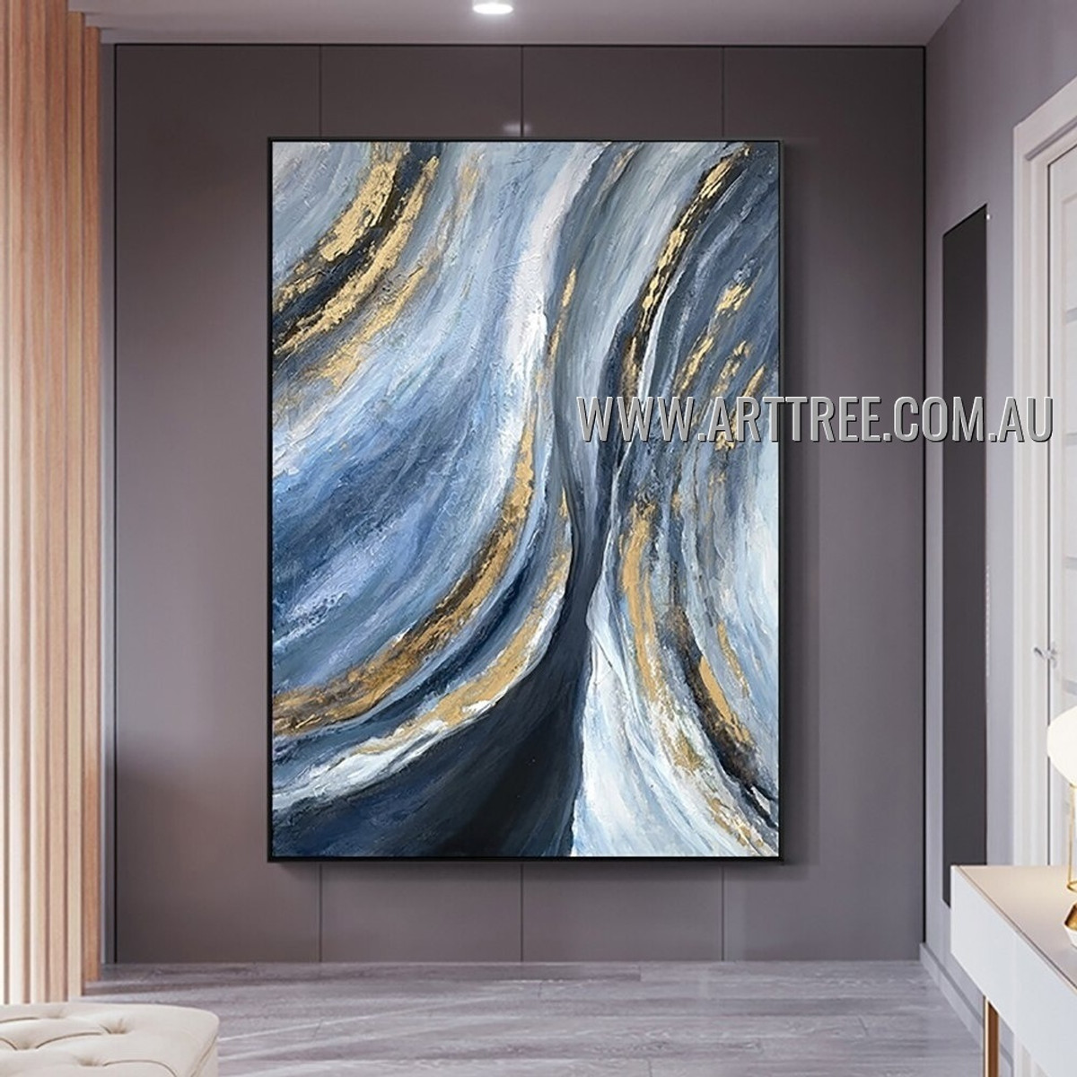 Flexion Strokes Modern Heavy Texture Artist Handmade Abstract Acrylic Painting for Room Flourish