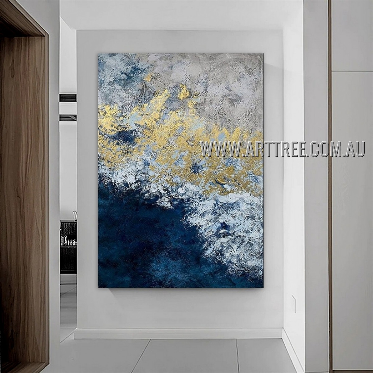 Stain Design Modern Heavy Texture Artist Handmade Abstract Artwork Painting for Room Spruce