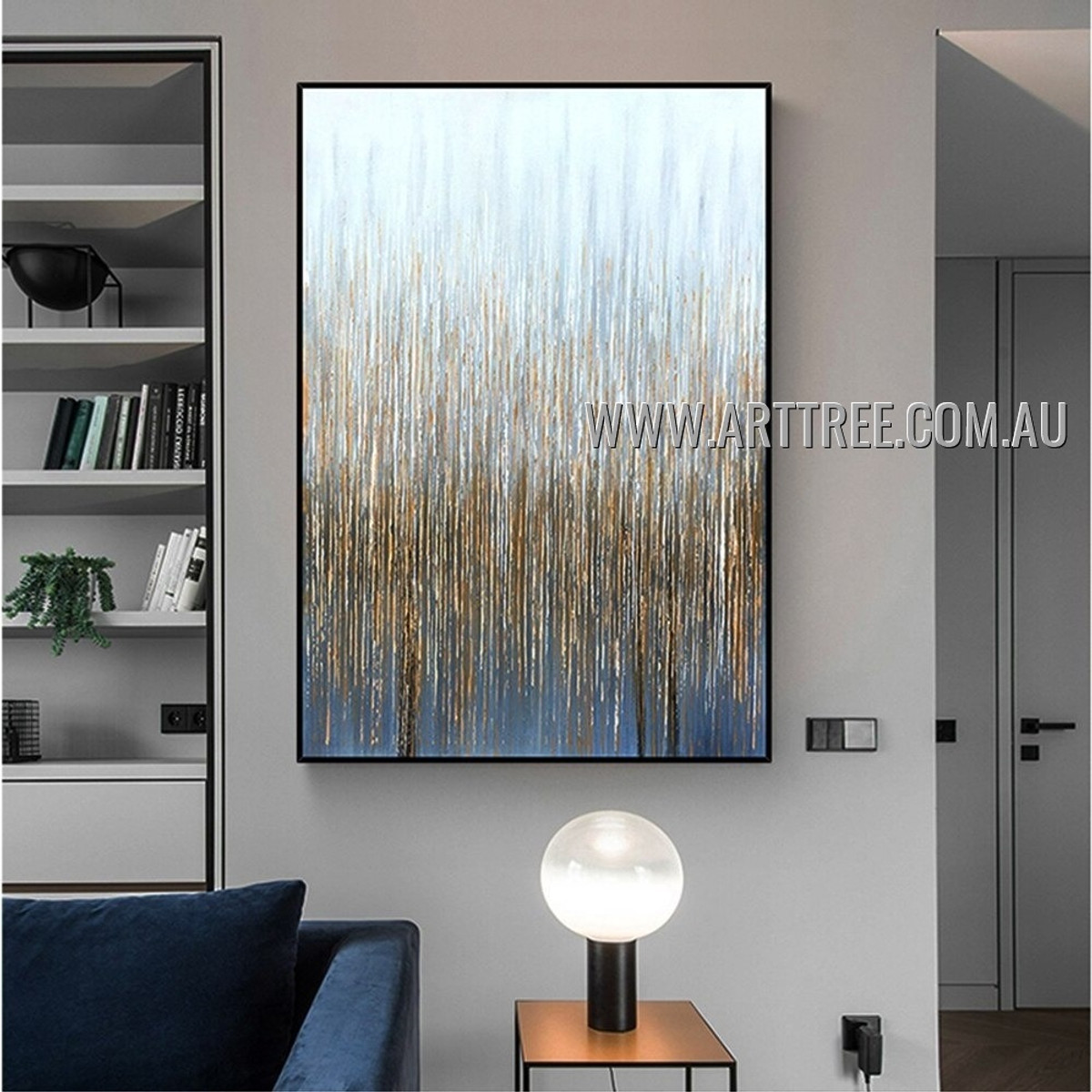 Vivid Stripes Modern Heavy Texture Artist Handmade Abstract Artwork Painting for Room Garnish