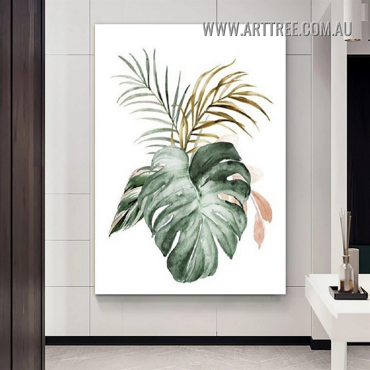 Monstera Leafage Nordic Abstract Botanical Painting Picture Canvas Print for Room Wall Garnish