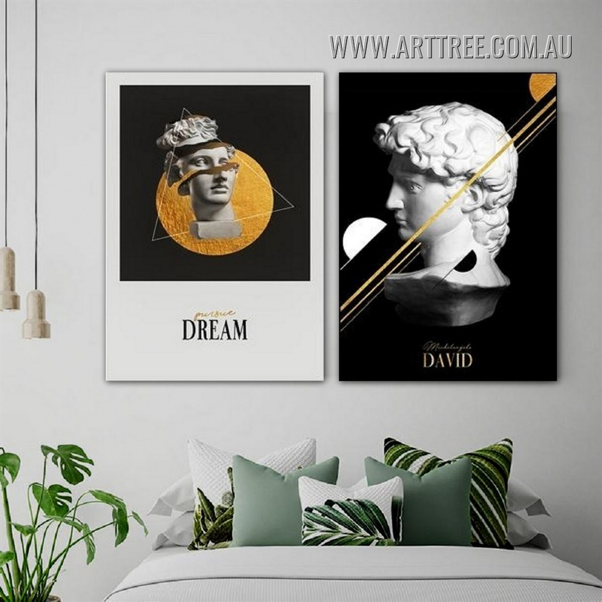 Broken David Statue Abstract Sculpture Modern Painting Picture Canvas 2 Piece Wall Art Prints for Room Tracery