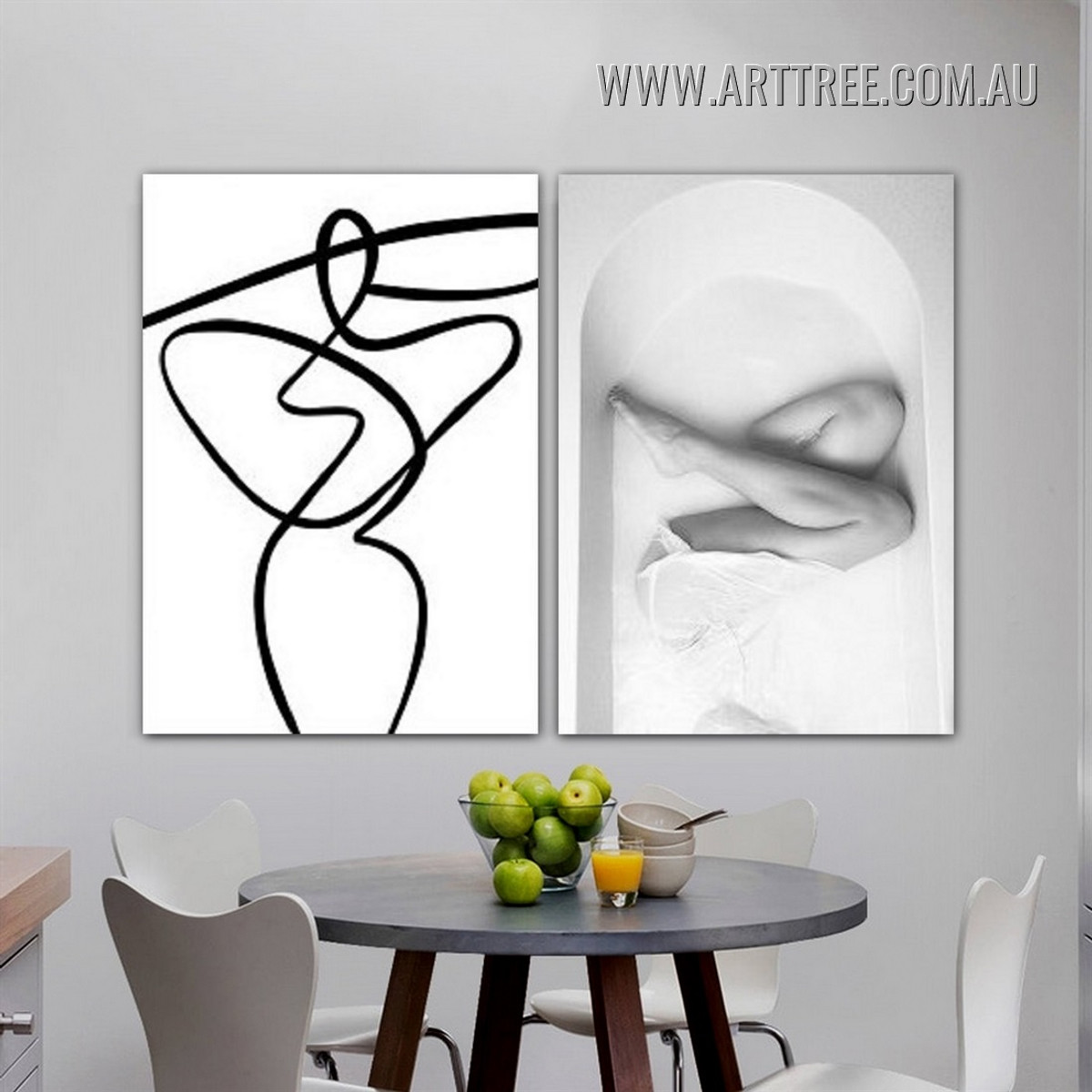 Woman Figure Nordic Abstract Modern Painting Picture 2 Piece Canvas Wall Art Prints for Room Décor