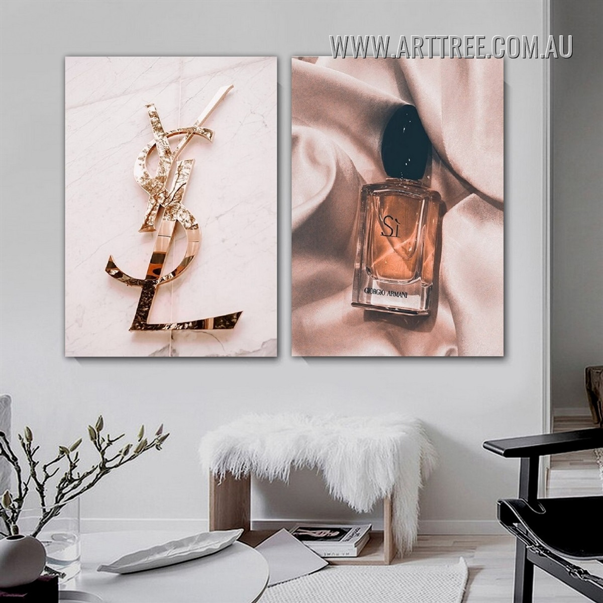 Perfume Bottle Fashion Modern Painting Picture 2 Piece Wall Art Prints for Room Decoration