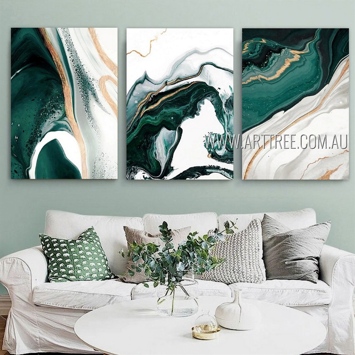 Twisty Blots Abstract Modern Heavy Texture Artist Handmade Framed Stretched 3 Piece Multi Panel Oil Paintings Wall Art Set For Room Ornamentation