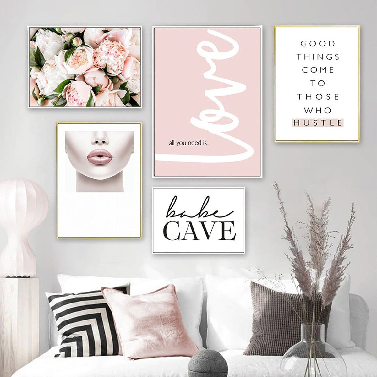 Babe Cave Abstract Modern Typography 5 Piece Painting Pic Canvas Print for Room Wall Disposition