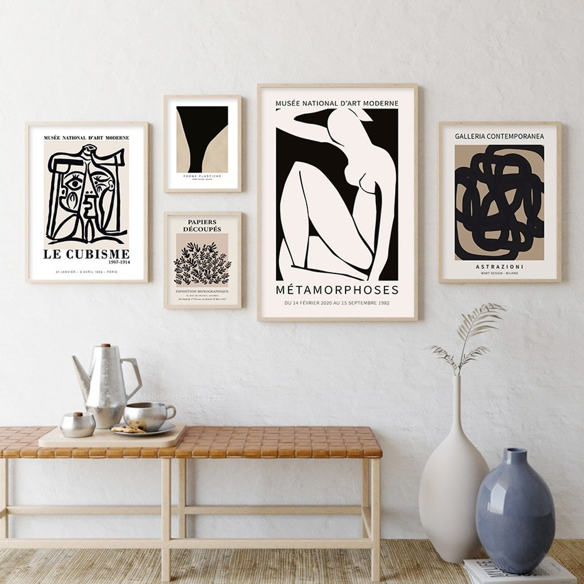 Bold Sinuous Strokes Lines Abstract Geometric Photograph On Canvas 5 Multi Panel Scandinavian Painting Set Print for Room Wall Garniture