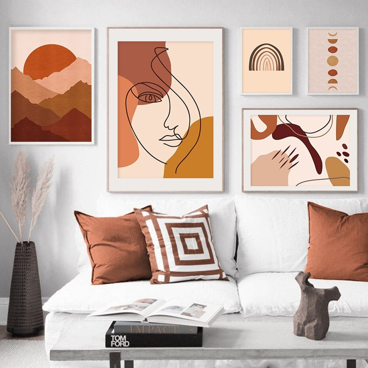 Multicolor Circuitous Mackles Spots Geometric Scandinavian 5 Multi Panel Painting Set Photograph Abstract Print On Canvas for Wall Hanging Ornamentation