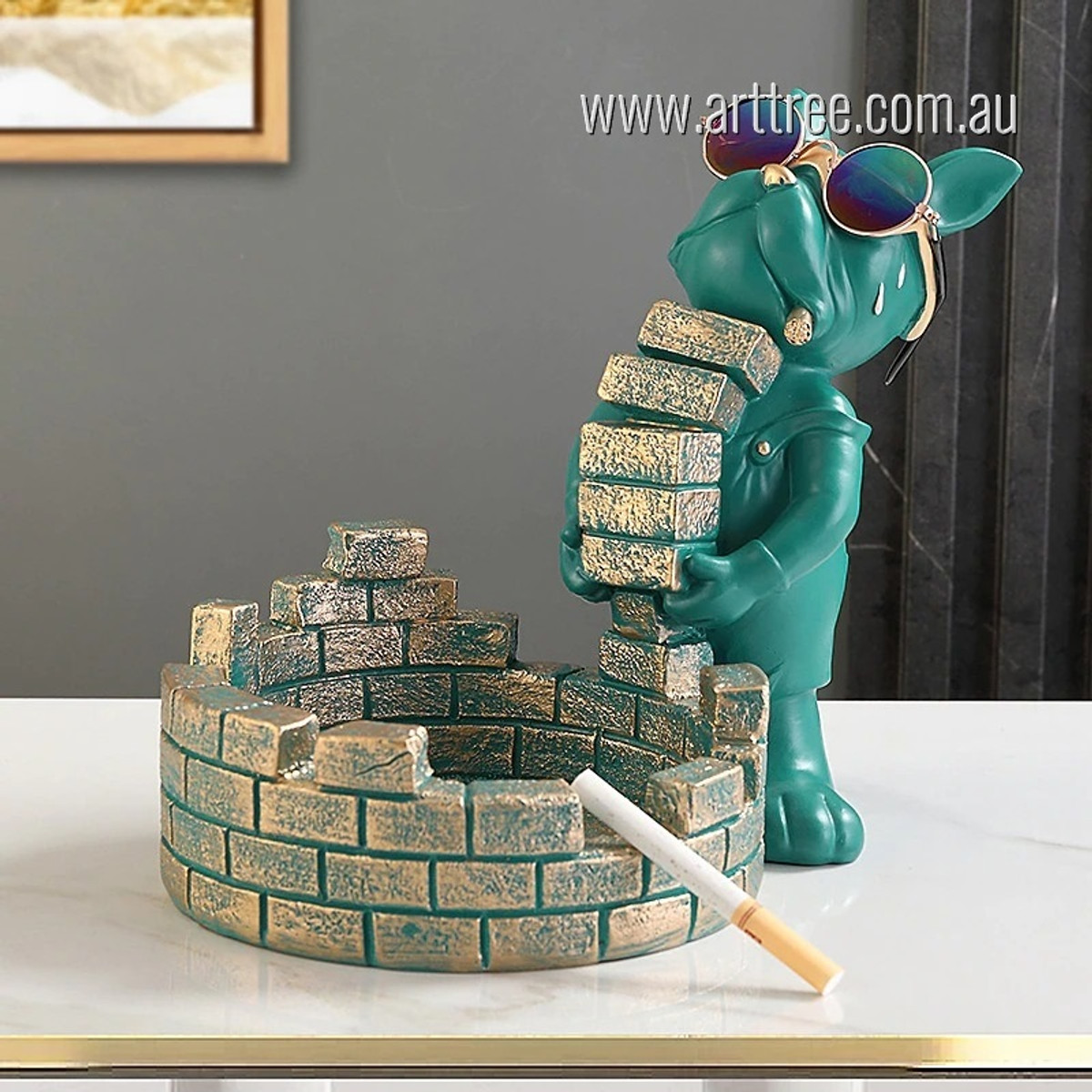 Bulldog Making A Well Dog Statue Animal Figurines Nordic Modern Resin Sculpture For Room Outfit Bulldog Making A Well Dog Statue Animal Figurines Nordic Modern Resin Sculpture For Room Outfit